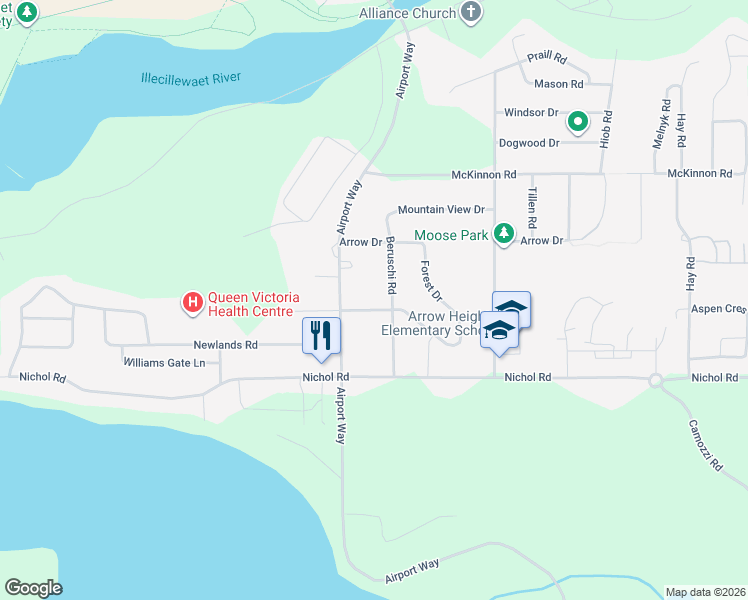 map of restaurants, bars, coffee shops, grocery stores, and more near 1460 Pratico Road in Revelstoke