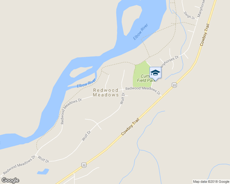 map of restaurants, bars, coffee shops, grocery stores, and more near 24 Redwood Meadows Drive in Bragg Creek