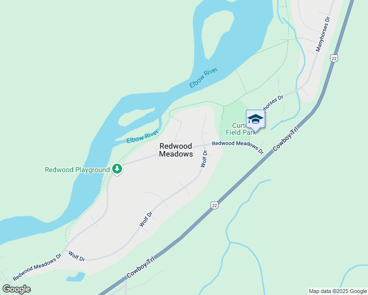 map of restaurants, bars, coffee shops, grocery stores, and more near 24 Redwood Meadows Drive in Bragg Creek