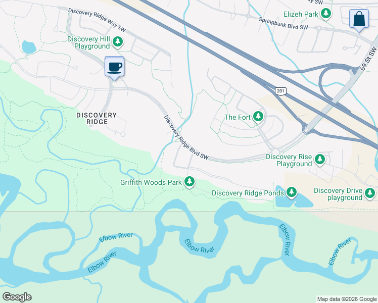 map of restaurants, bars, coffee shops, grocery stores, and more near in Calgary