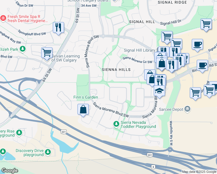 map of restaurants, bars, coffee shops, grocery stores, and more near in Calgary