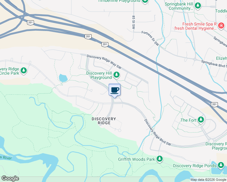 map of restaurants, bars, coffee shops, grocery stores, and more near 603 Discovery Ridge Hill Southwest in Calgary