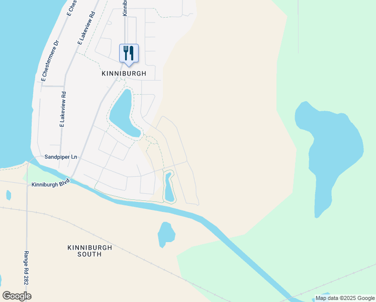 map of restaurants, bars, coffee shops, grocery stores, and more near Sandpiper Boulevard in Chestermere