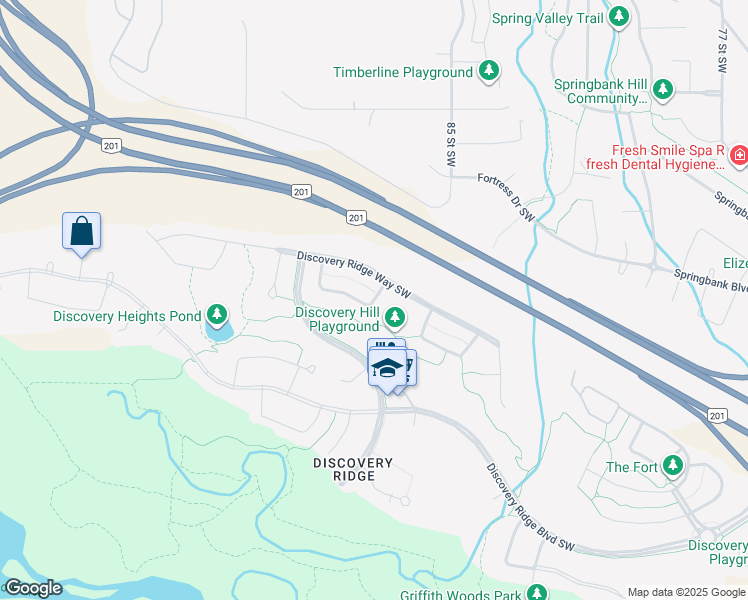 map of restaurants, bars, coffee shops, grocery stores, and more near 28-30 Discovery Ridge Mount Southwest in Calgary