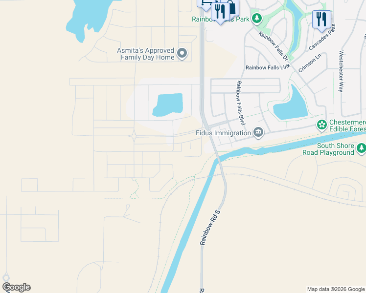 map of restaurants, bars, coffee shops, grocery stores, and more near Rainbow Road in Division No. 6