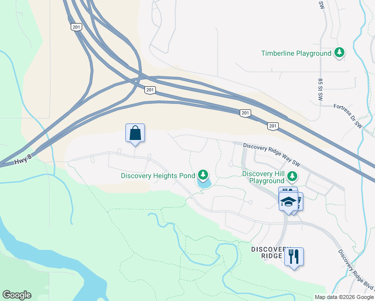 map of restaurants, bars, coffee shops, grocery stores, and more near Discovery Ridge Heights Southwest in Calgary