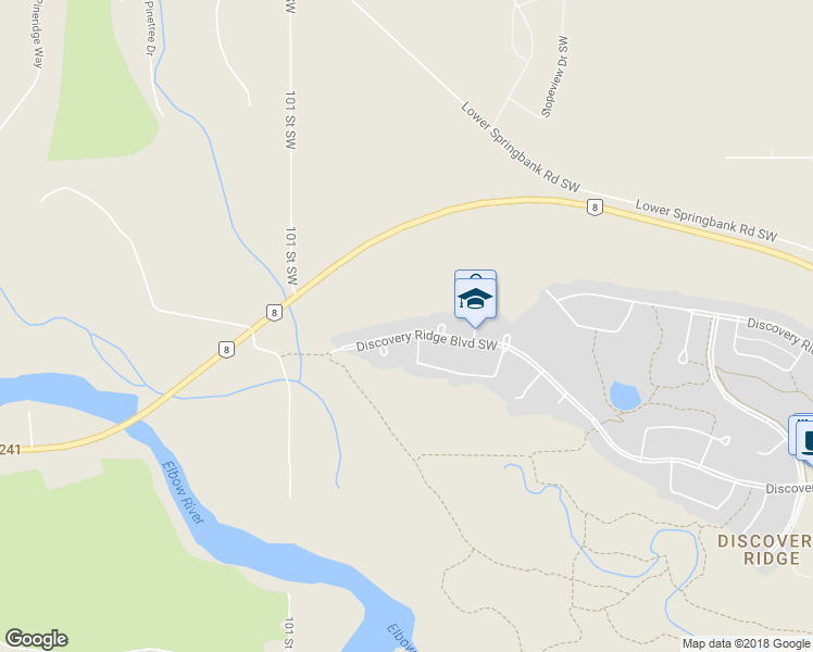 map of restaurants, bars, coffee shops, grocery stores, and more near 473 Discovery Ridge Boulevard Southwest in Calgary