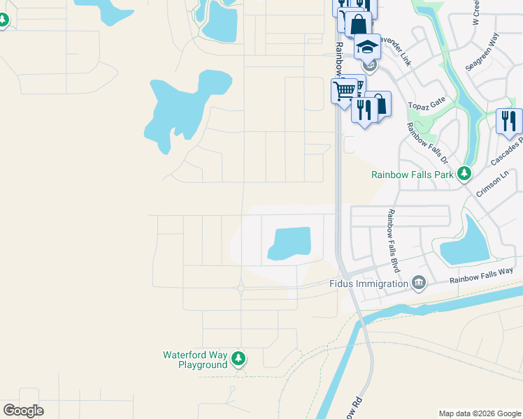 map of restaurants, bars, coffee shops, grocery stores, and more near Rainbow Road in Chestermere