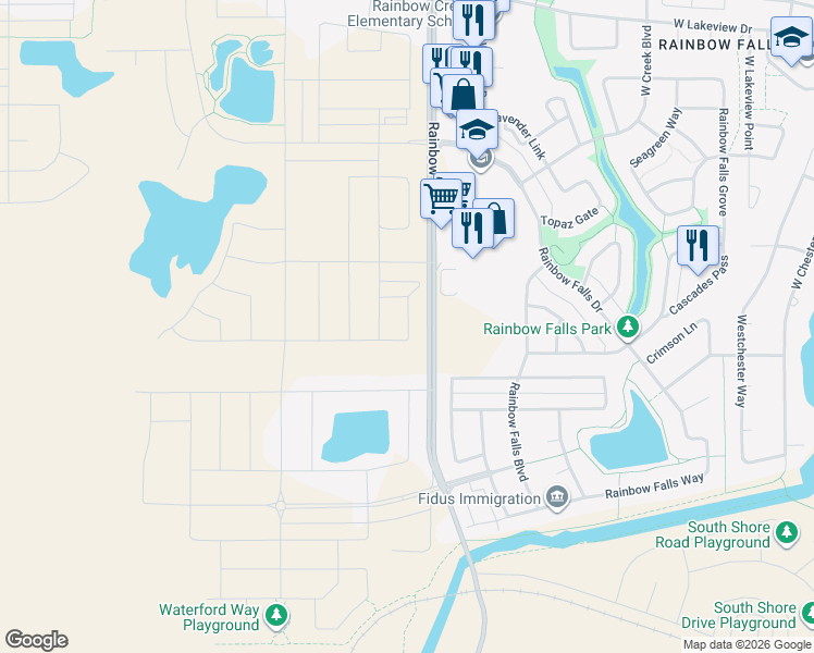 map of restaurants, bars, coffee shops, grocery stores, and more near 100 Range Road 283 in Chestermere