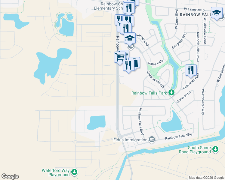 map of restaurants, bars, coffee shops, grocery stores, and more near 100 Range Road 283 in Chestermere