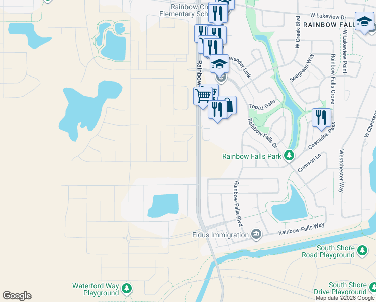 map of restaurants, bars, coffee shops, grocery stores, and more near 100 Range Road 283 in Chestermere