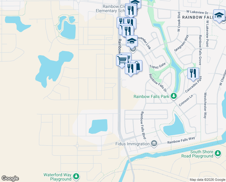 map of restaurants, bars, coffee shops, grocery stores, and more near 100 Range Road 283 in Chestermere