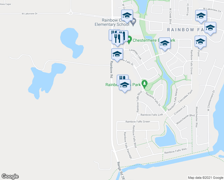 map of restaurants, bars, coffee shops, grocery stores, and more near Rainbow Road in Division No. 6