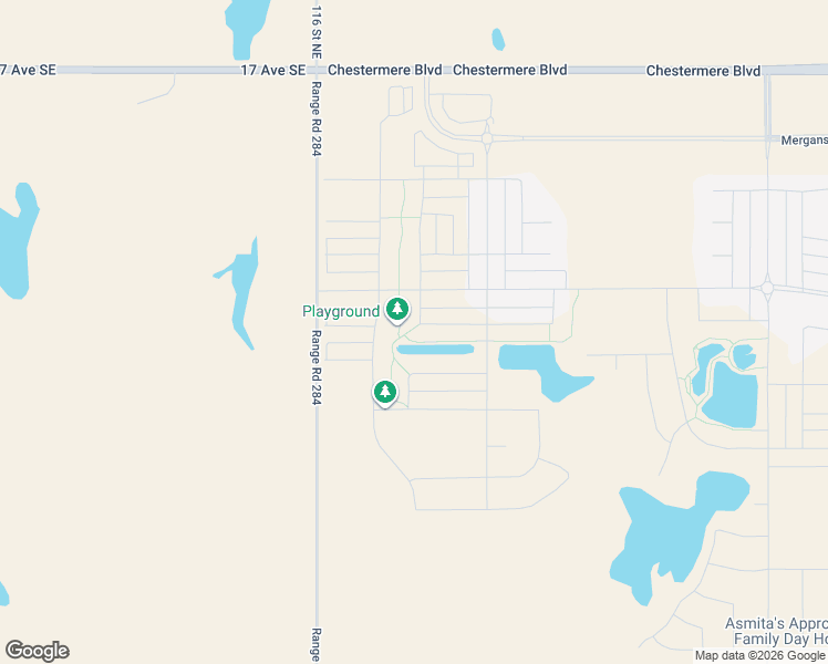map of restaurants, bars, coffee shops, grocery stores, and more near Range Road 284 in Calgary