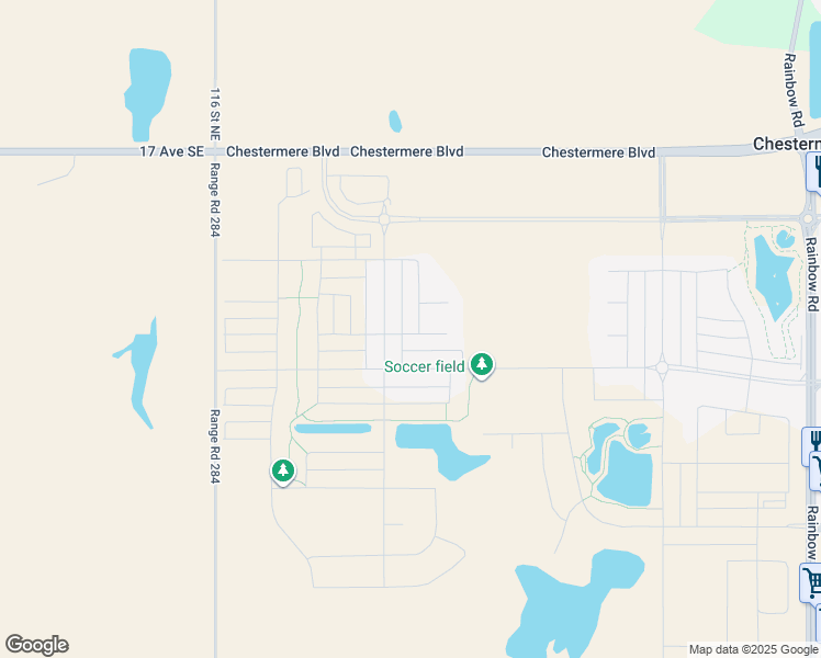map of restaurants, bars, coffee shops, grocery stores, and more near Chestermere Boulevard in Chestermere