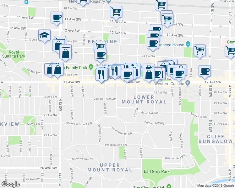 map of restaurants, bars, coffee shops, grocery stores, and more near in 