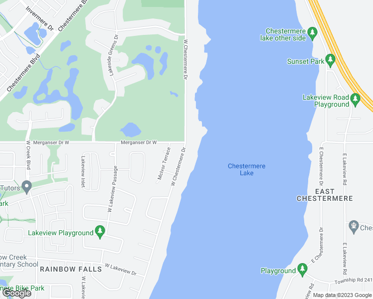 map of restaurants, bars, coffee shops, grocery stores, and more near 542 West Chestermere Drive in Chestermere