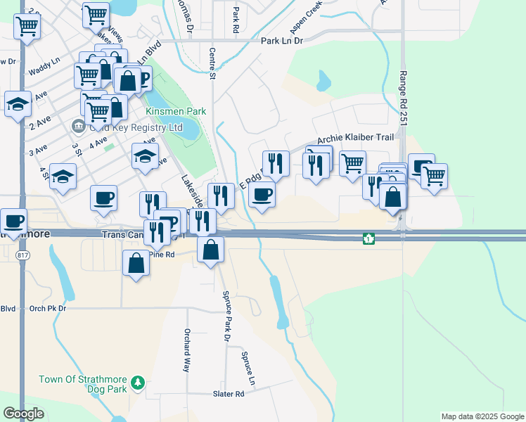 map of restaurants, bars, coffee shops, grocery stores, and more near 500 Ranch Market in Strathmore