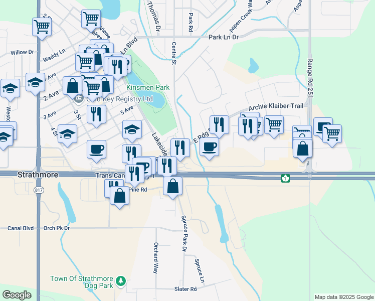map of restaurants, bars, coffee shops, grocery stores, and more near 500 Ranch Market in Strathmore