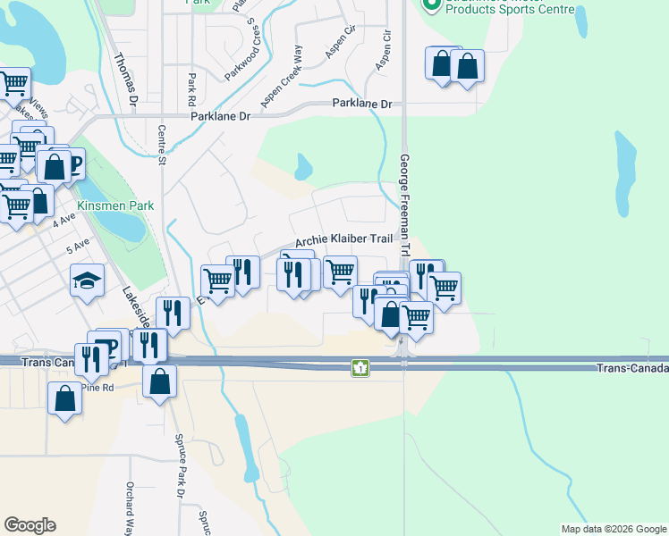 map of restaurants, bars, coffee shops, grocery stores, and more near 267 - 275 Ranch Ridge Meadow in Strathmore
