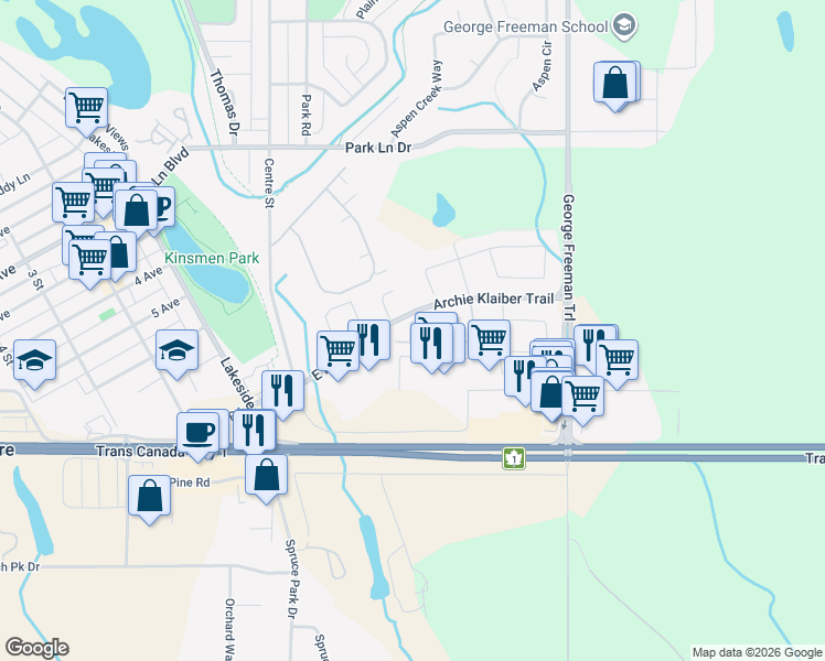 map of restaurants, bars, coffee shops, grocery stores, and more near in Strathmore