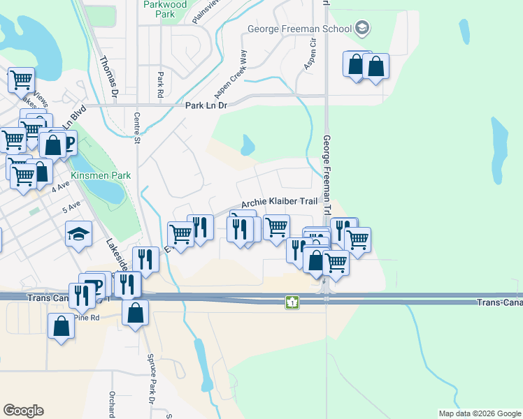 map of restaurants, bars, coffee shops, grocery stores, and more near 267 - 275 Ranch Ridge Meadow in Strathmore