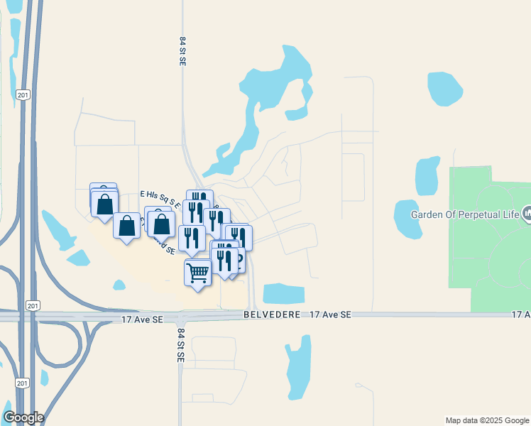 map of restaurants, bars, coffee shops, grocery stores, and more near in Calgary