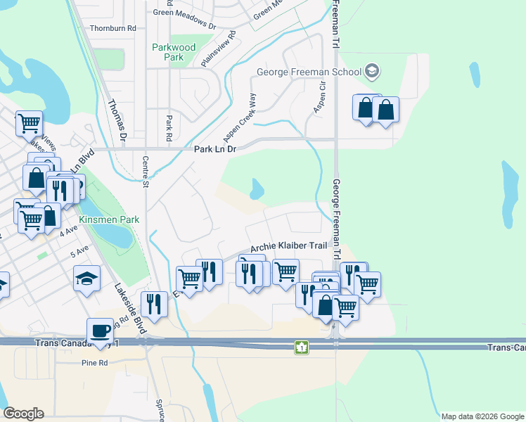 map of restaurants, bars, coffee shops, grocery stores, and more near Ranch Gate in Strathmore