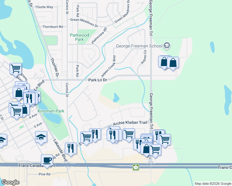 map of restaurants, bars, coffee shops, grocery stores, and more near Ranch Gate in Strathmore