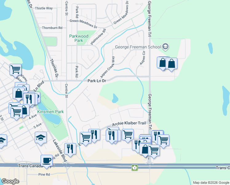 map of restaurants, bars, coffee shops, grocery stores, and more near Ranch Gate in Strathmore
