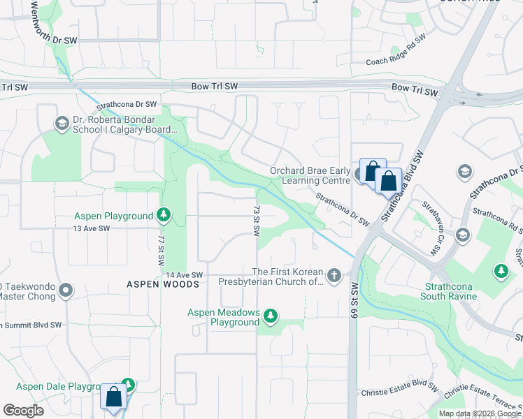 map of restaurants, bars, coffee shops, grocery stores, and more near in Calgary