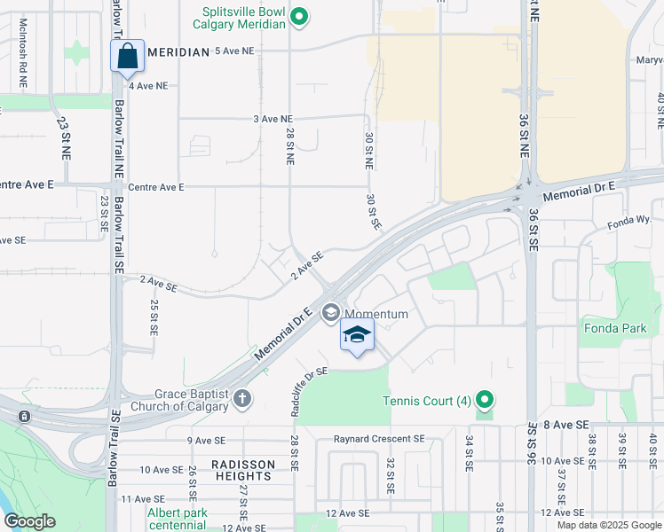 map of restaurants, bars, coffee shops, grocery stores, and more near in Calgary