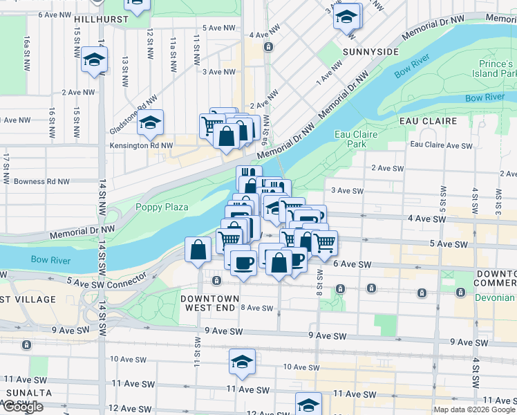 map of restaurants, bars, coffee shops, grocery stores, and more near 191 East Lake Crescent Northeast in Airdrie