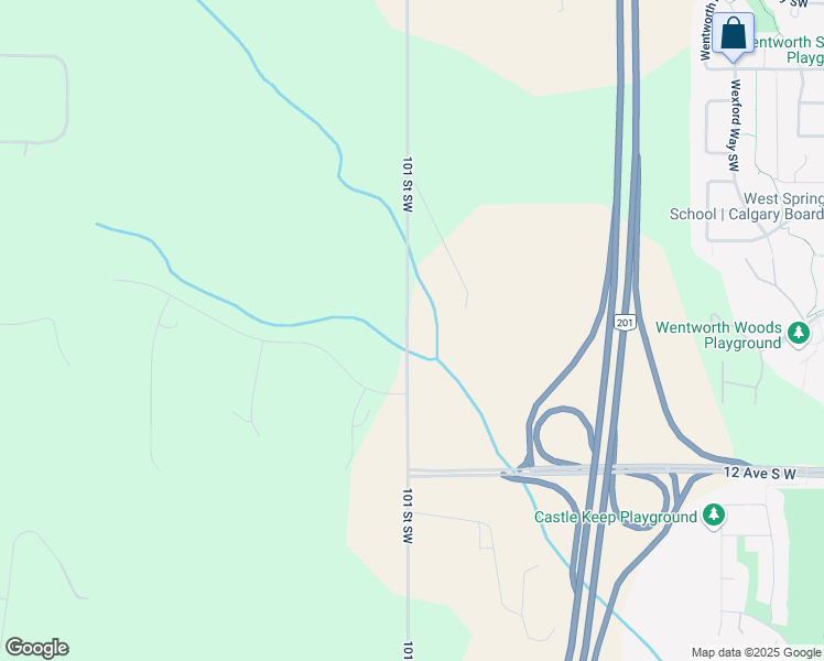 map of restaurants, bars, coffee shops, grocery stores, and more near 1060 101 Street Southwest in Calgary