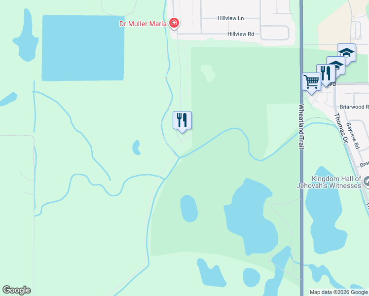 map of restaurants, bars, coffee shops, grocery stores, and more near 1133 Hillcrest Manor Estates in Strathmore