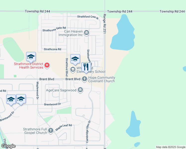 map of restaurants, bars, coffee shops, grocery stores, and more near in Strathmore
