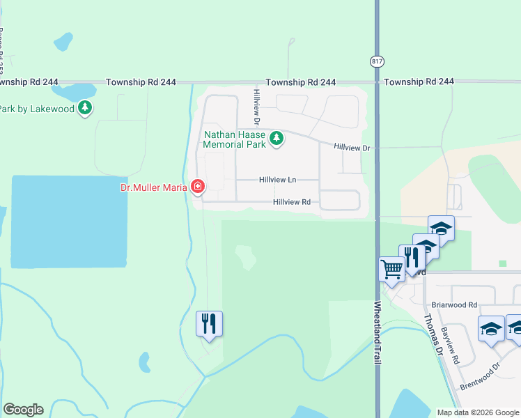 map of restaurants, bars, coffee shops, grocery stores, and more near 111 Hillview Road in Strathmore