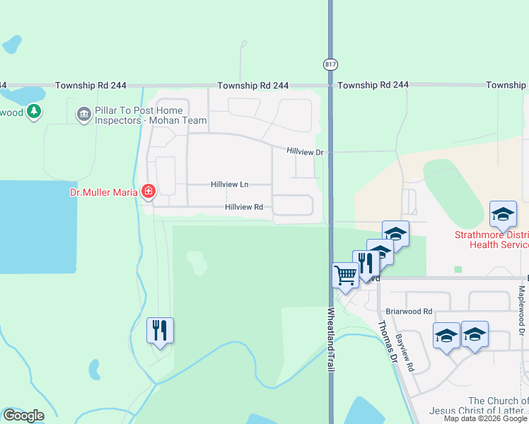 map of restaurants, bars, coffee shops, grocery stores, and more near 67 Hillview Road in Strathmore