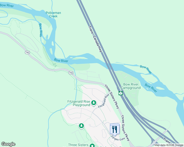 map of restaurants, bars, coffee shops, grocery stores, and more near in Canmore