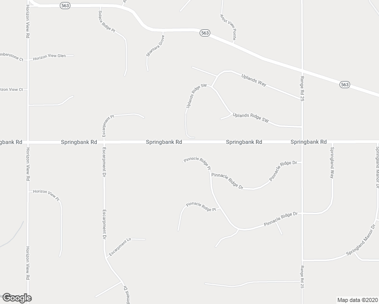 map of restaurants, bars, coffee shops, grocery stores, and more near 417 Pinnacle Ridge Place in Calgary