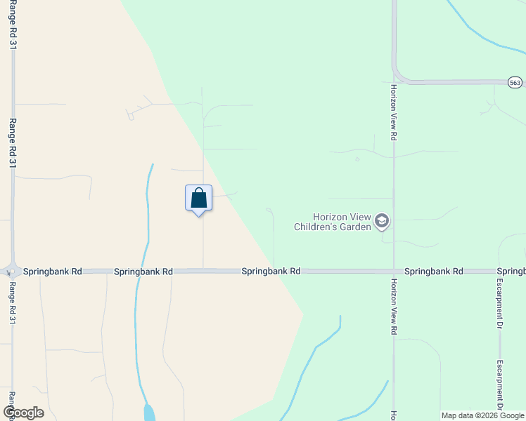 map of restaurants, bars, coffee shops, grocery stores, and more near 30080 Springbank Road in Calgary