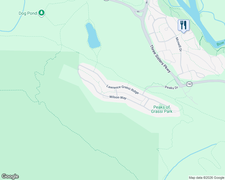 map of restaurants, bars, coffee shops, grocery stores, and more near 954 A Lawrence Grassi Ridge in Canmore