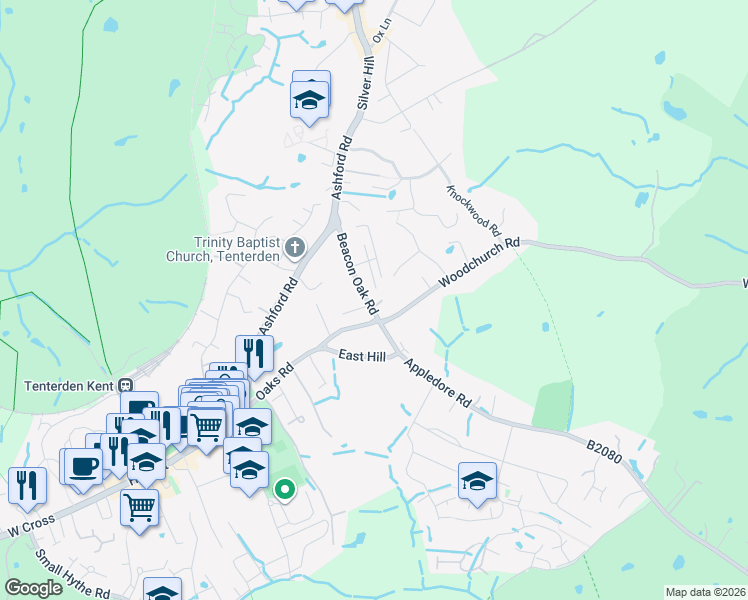 map of restaurants, bars, coffee shops, grocery stores, and more near in Kent