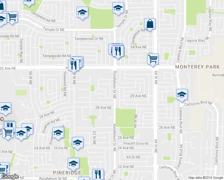 map of restaurants, bars, coffee shops, grocery stores, and more near 6861 Rundlehorn Drive Northeast in Calgary