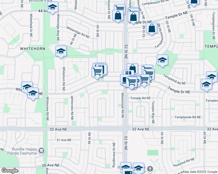 map of restaurants, bars, coffee shops, grocery stores, and more near 5178 50 Street Northeast in Calgary