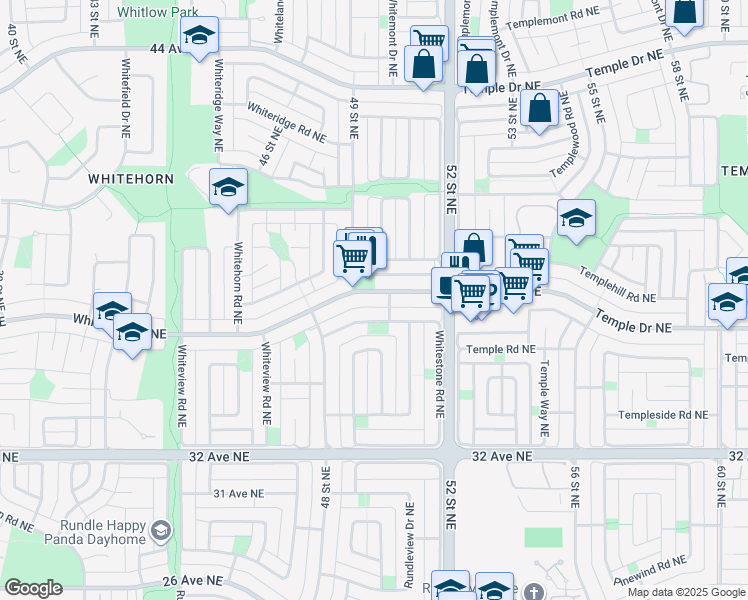 map of restaurants, bars, coffee shops, grocery stores, and more near 5178 50 Street Northeast in Calgary