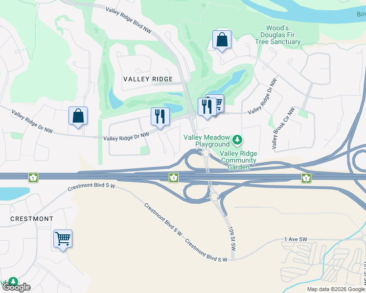 map of restaurants, bars, coffee shops, grocery stores, and more near in Calgary