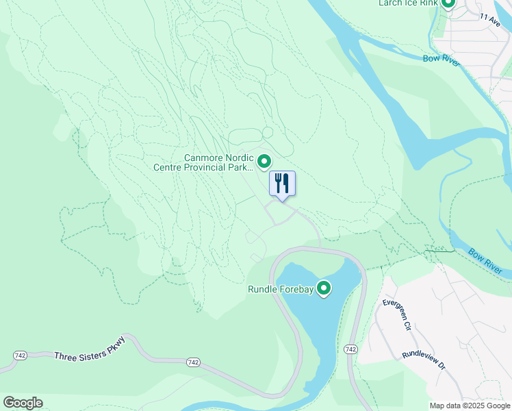 map of restaurants, bars, coffee shops, grocery stores, and more near 1988 Olympic Way in Canmore