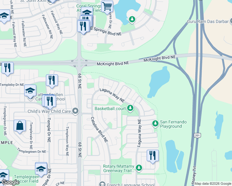 map of restaurants, bars, coffee shops, grocery stores, and more near in Calgary
