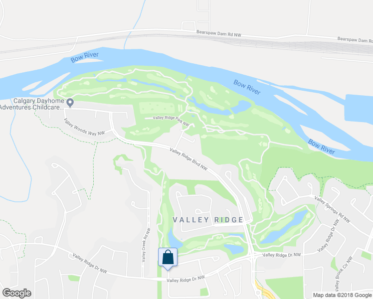 map of restaurants, bars, coffee shops, grocery stores, and more near 11526 Valley Ridge Boulevard Northwest in Calgary